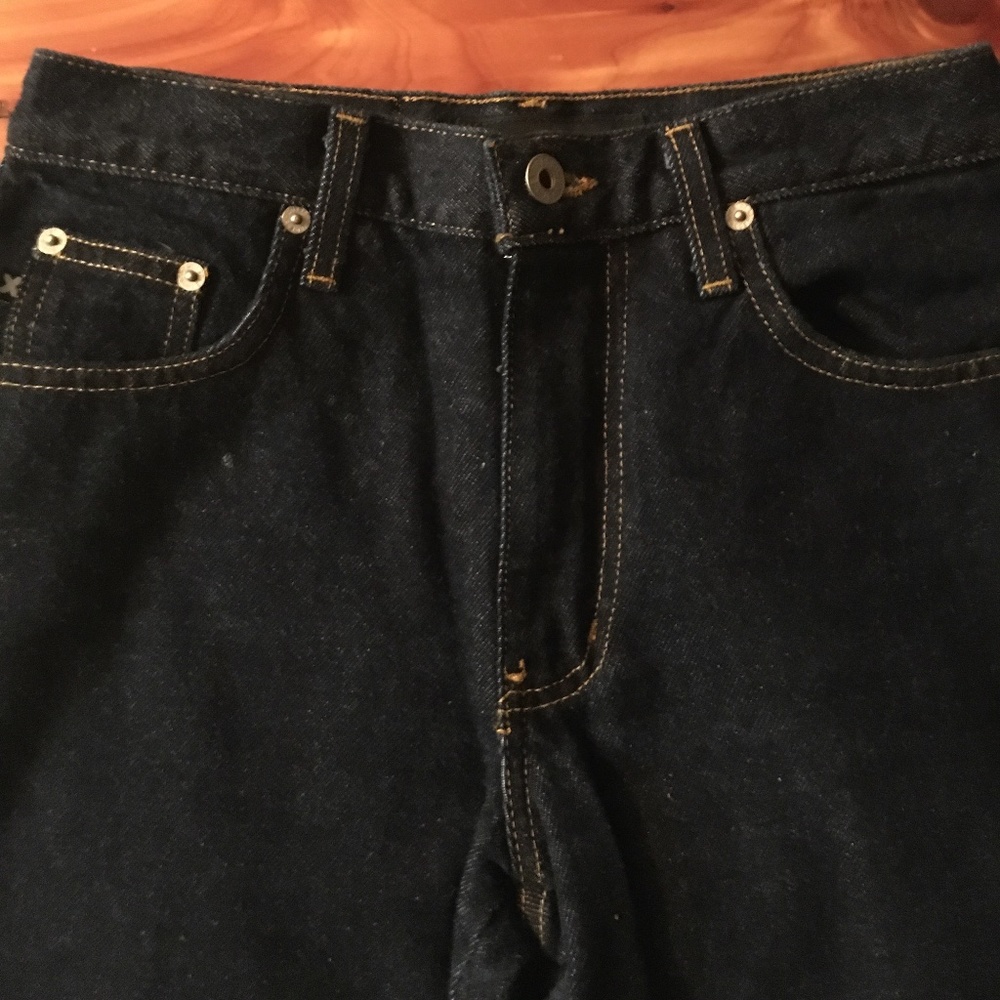 Vintage '90s Express Sparkle Embellished Holiday Bootcut Jeans, Size 1/2 - Picture 4 of 11